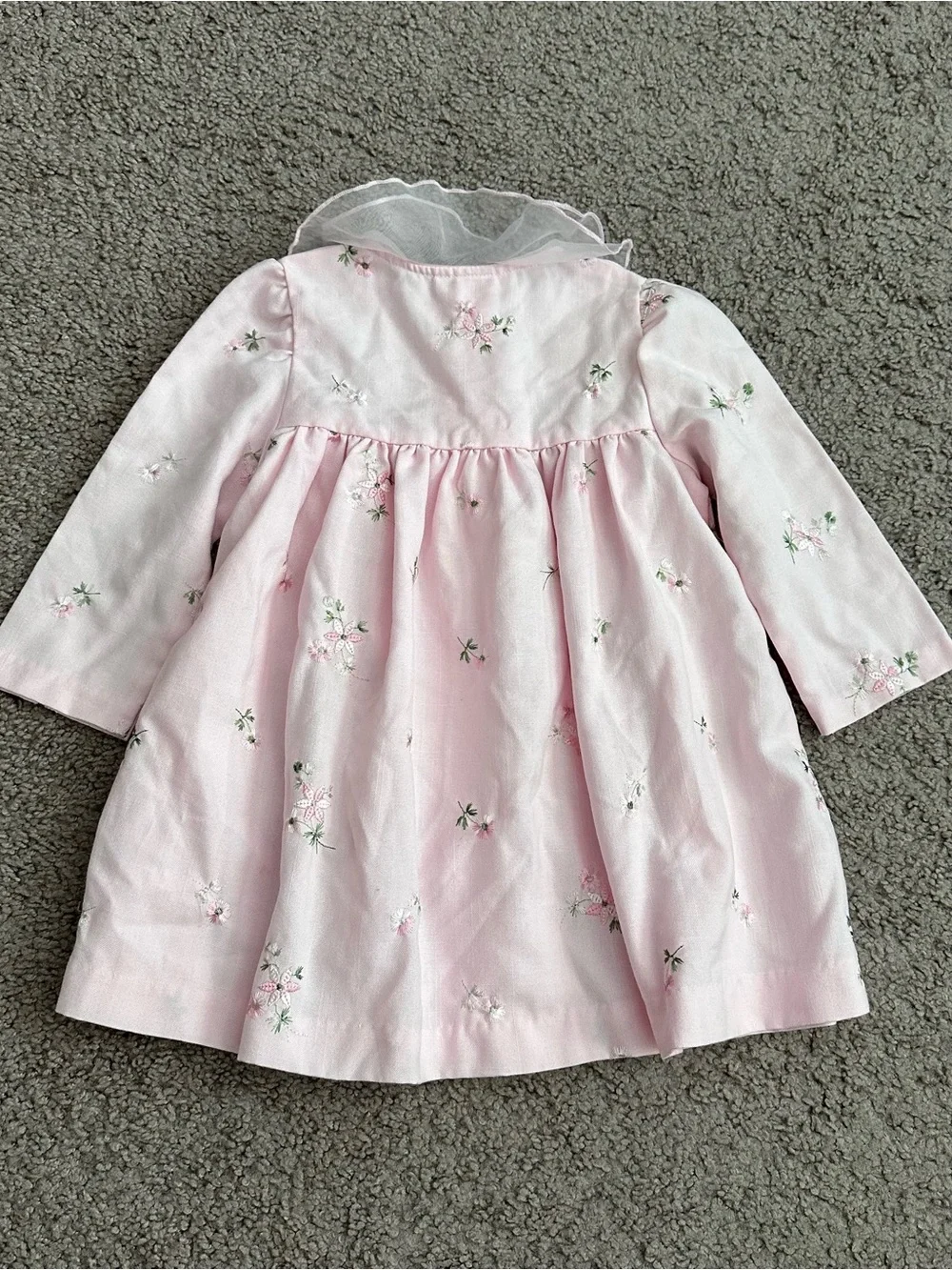 Bonnie Baby Pink Floral Embroidery Long Sleeve Coat Toddler 24M
